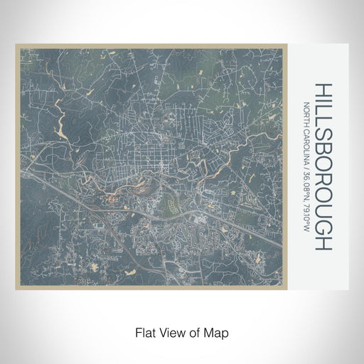 Rendered View of Hillsborough North Carolina Map on 20oz Stainless Steel Insulated Bottle with Bamboo Top with printed afternoon style map