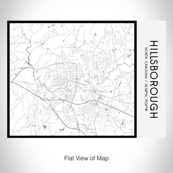 Rendered View of Hillsborough North Carolina Map on 20oz Stainless Steel Insulated Bottle with Bamboo Top with printed classic style map