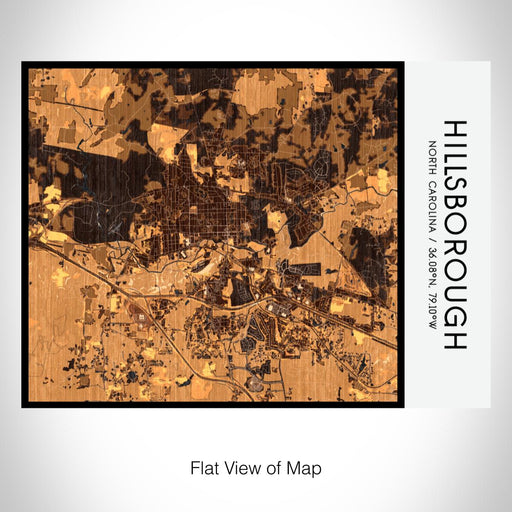 Rendered View of Hillsborough North Carolina Map on 20oz Stainless Steel Insulated Bottle with Bamboo Top with printed ember style map