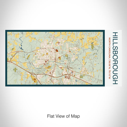 Rendered View of Hillsborough North Carolina Map on 17oz Stainless Steel Insulated Bottle with printed woodblock style map