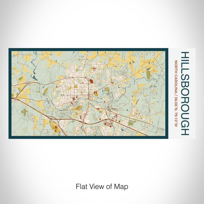 Rendered View of Hillsborough North Carolina Map on 17oz Stainless Steel Insulated Bottle with printed woodblock style map