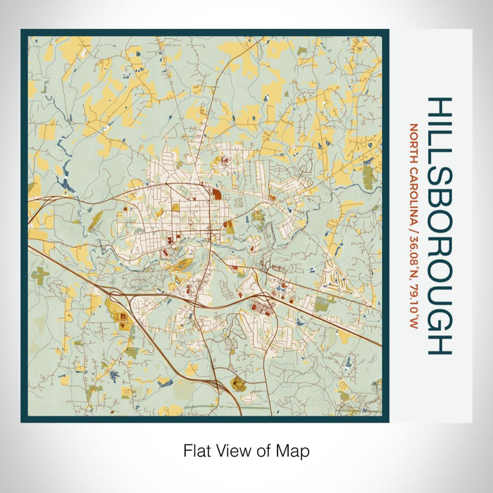 Rendered View of Hillsborough North Carolina Map on 17oz Stainless Steel Insulated Tumbler in Woodblock Map Style