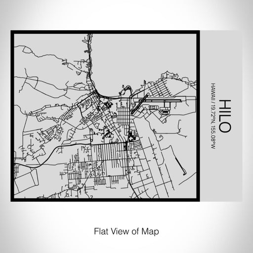 Rendered View of Hilo Hawaii Map on 20oz Stainless Steel Insulated Bottle with Bamboo Top with printed Tactile Lines Map in Black