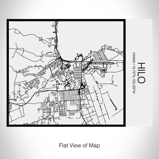 Rendered View of Hilo Hawaii Map on 20oz Stainless Steel Insulated Bottle with Bamboo Top in Matte White with printed Tactile Lines Map in Black