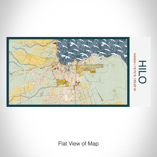 Rendered View of Hilo Hawaii Map on 17oz Stainless Steel Insulated Bottle with printed woodblock style map