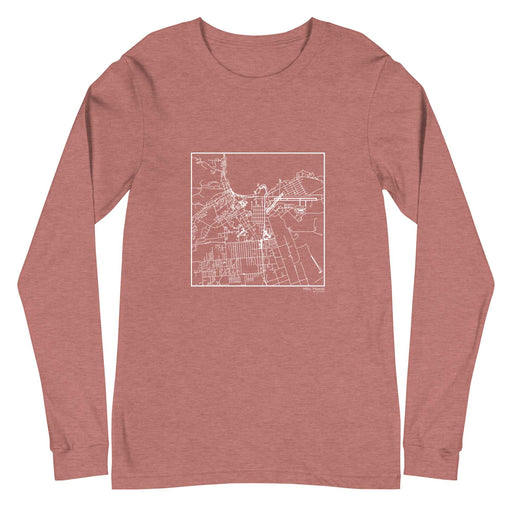 Hilo Hawaii  Map Unisex Long-Sleeve T-shirt with City inscription in Heather Mauve