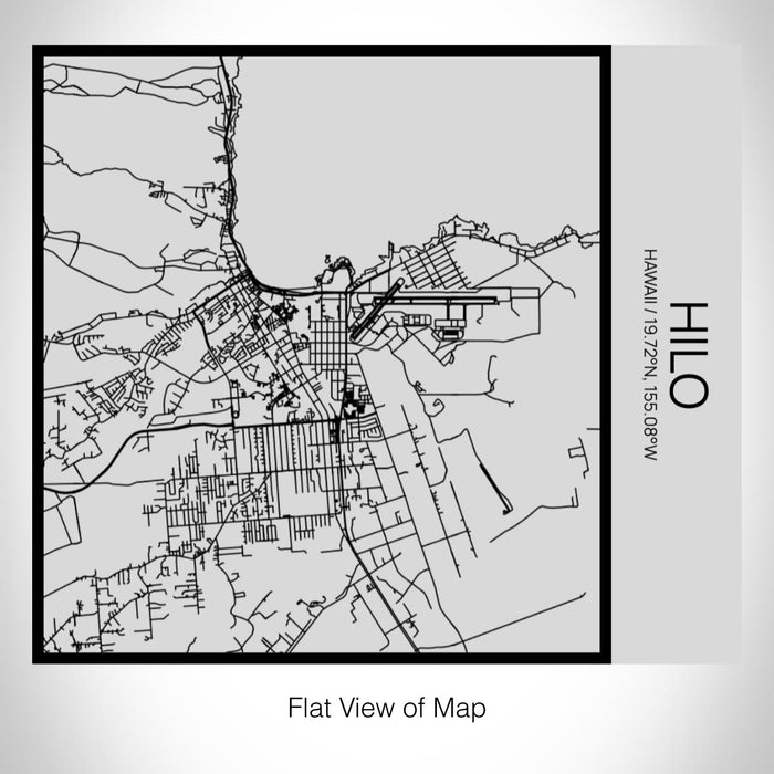 Rendered View of Hilo Hawaii Map on 17oz Stainless Steel Insulated Tumbler in Tactile Lines with Succulent in Background