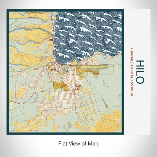 Rendered View of Hilo Hawaii Map on 17oz Stainless Steel Insulated Tumbler in Woodblock Map Style