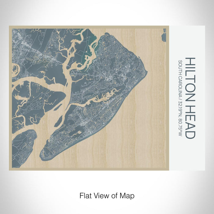 Rendered View of Hilton Head South Carolina Map on 20oz Stainless Steel Insulated Bottle with Bamboo Top with printed afternoon style map