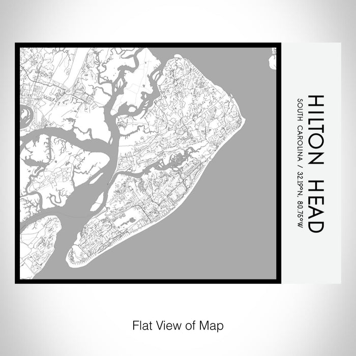 Rendered View of Hilton Head South Carolina Map on 20oz Stainless Steel Insulated Bottle with Bamboo Top with printed classic style map