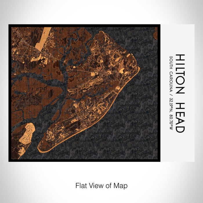 Rendered View of Hilton Head South Carolina Map on 20oz Stainless Steel Insulated Bottle with Bamboo Top with printed ember style map