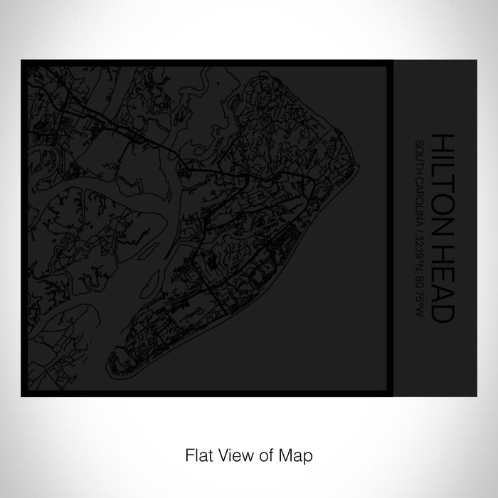 Rendered View of Hilton Head South Carolina Map on 20oz Stainless Steel Insulated Bottle with Bamboo Top in Matte Black with printed Tactile Lines Map in Black