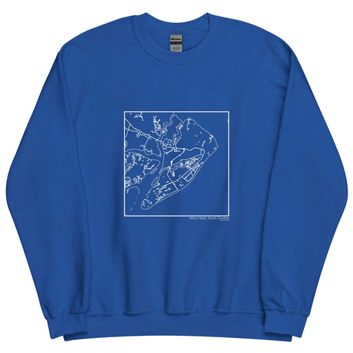 Hilton Head South Carolina  Map Unisex Crewneck Sweater with City inscription in Royal Blue