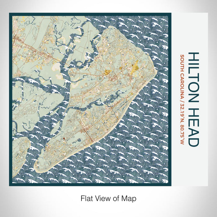 Rendered View of Hilton Head South Carolina Map on 17oz Stainless Steel Insulated Tumbler in Woodblock Map Style