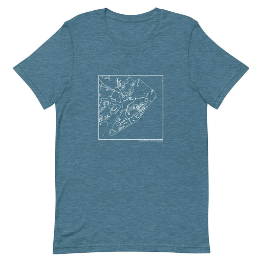 Hilton Head South Carolina  Map Unisex T-Shirt with City inscription in Heather Teal