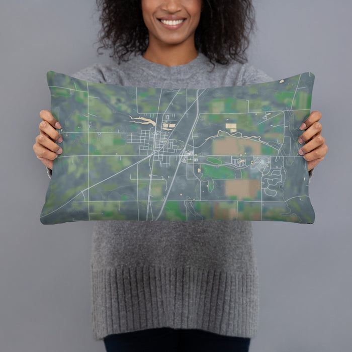 Person holding 20x12 Custom Hinckley Minnesota Map Throw Pillow in Afternoon