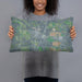 Person holding 20x12 Custom Hinckley Minnesota Map Throw Pillow in Afternoon