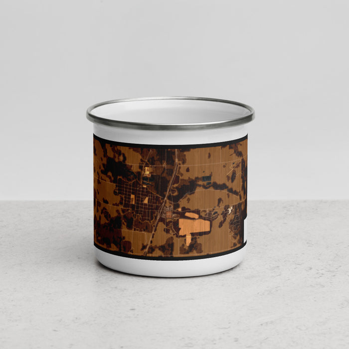 Front View Custom Hinckley Minnesota Map Enamel Mug in Ember