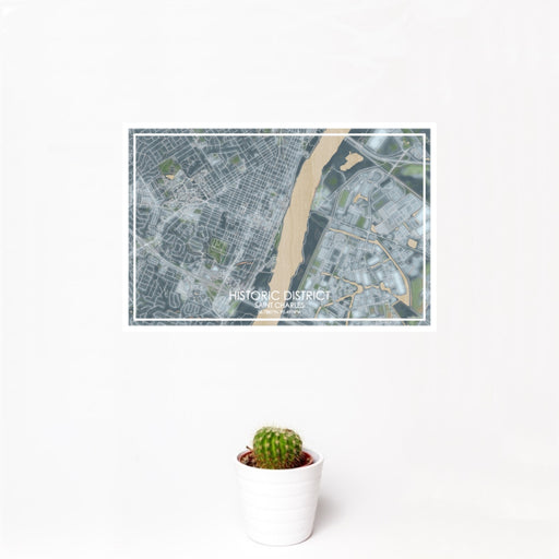 12x18 Historic District Saint Charles Map Print Landscape Orientation in Afternoon Style With Small Cactus Plant in White Planter