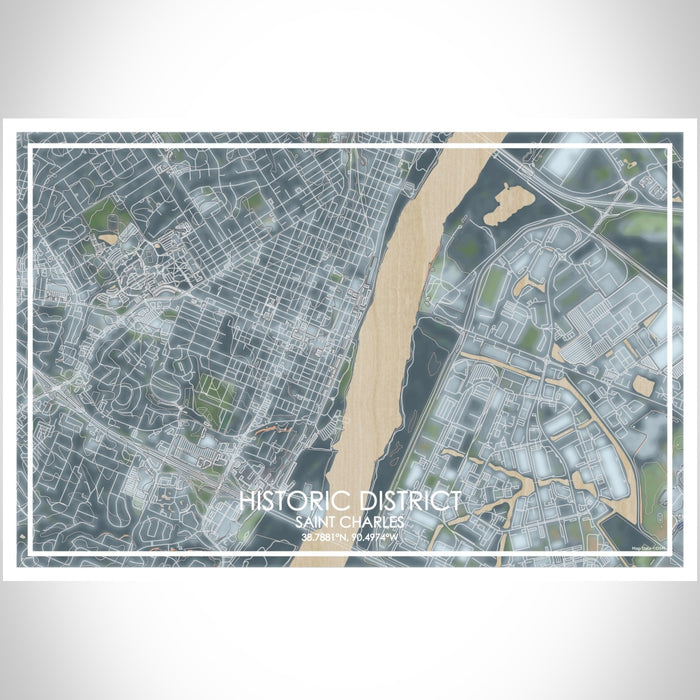 Historic District Saint Charles Map Print Landscape Orientation in Afternoon Style With Shaded Background