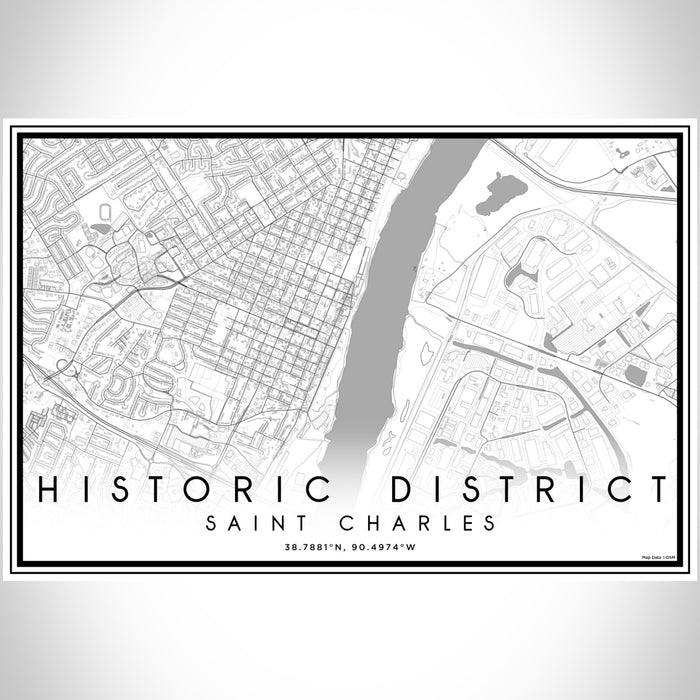 Historic District Saint Charles Map Print Landscape Orientation in Classic Style With Shaded Background