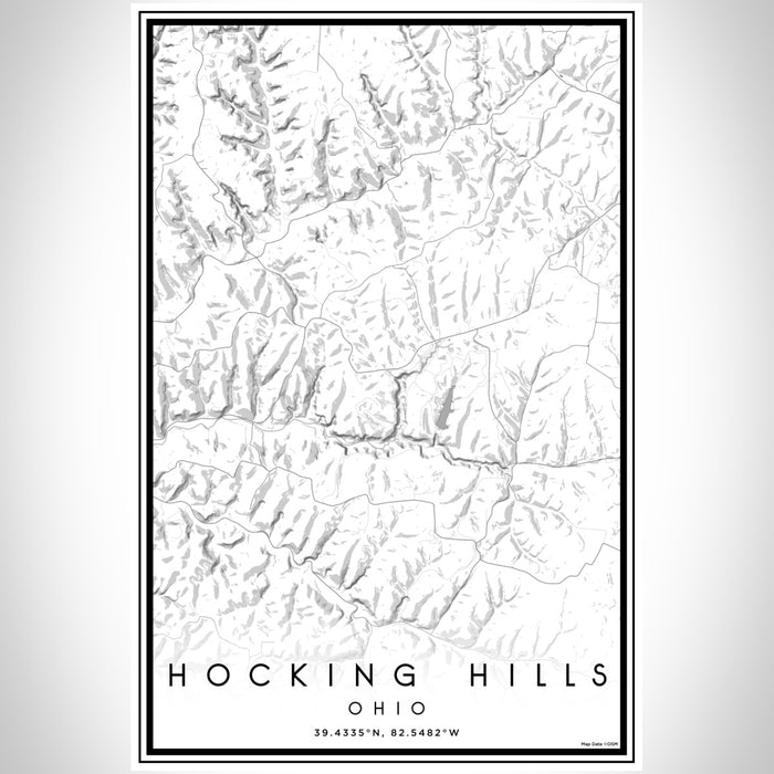 Hocking Hills Ohio Map Print Portrait Orientation in Classic Style With Shaded Background