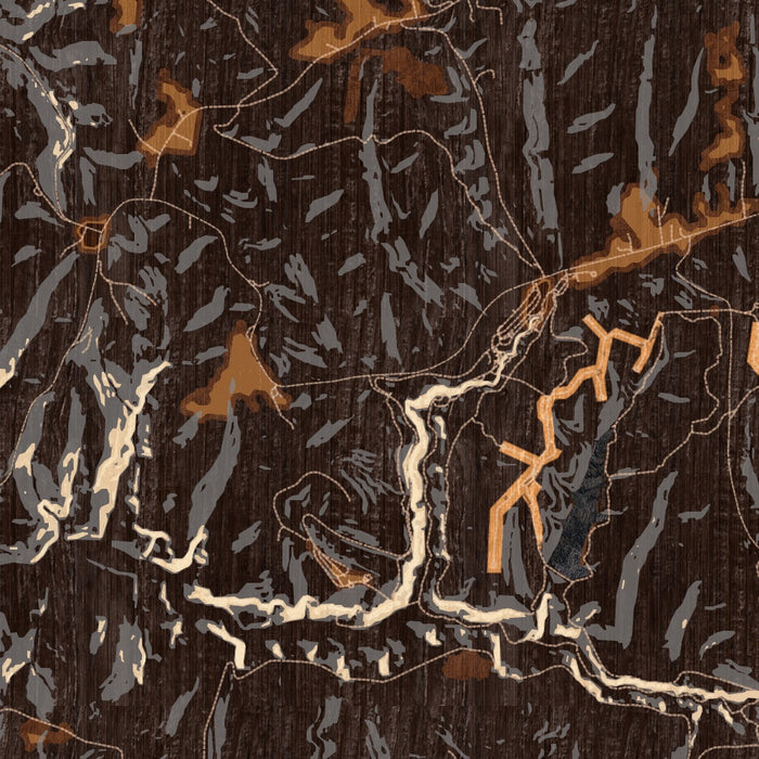 Hocking Hills Ohio Map Print in Ember Style Zoomed In Close Up Showing Details