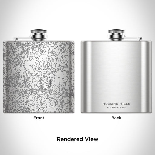 Rendered View of Hocking Hills Ohio Map Engraving on 6oz Stainless Steel Flask