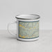 Left View Custom Hocking Hills Ohio Map Enamel Mug in Woodblock