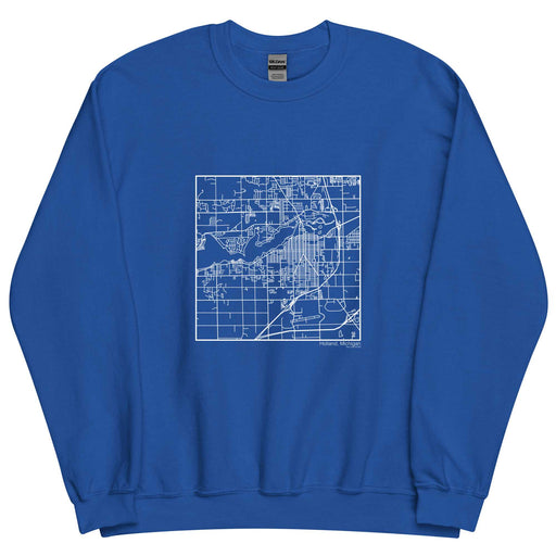 Holland Michigan Map Unisex Crewneck Sweater with City inscription in Royal Blue