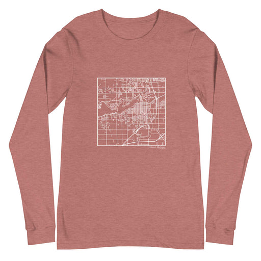 Holland Michigan Map Unisex Long-Sleeve T-shirt with City inscription in Heather Mauve