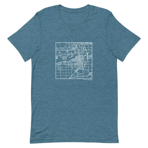 Holland Michigan Map Unisex T-Shirt with City inscription in Heather Teal