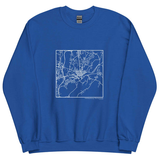 Hollidaysburg Pennsylvania  Map Unisex Crewneck Sweater with City inscription in Royal Blue