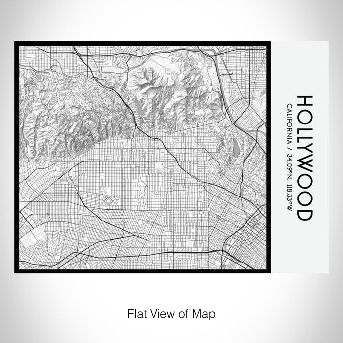 Rendered View of Hollywood California Map on 20oz Stainless Steel Insulated Bottle with Bamboo Top with printed classic style map