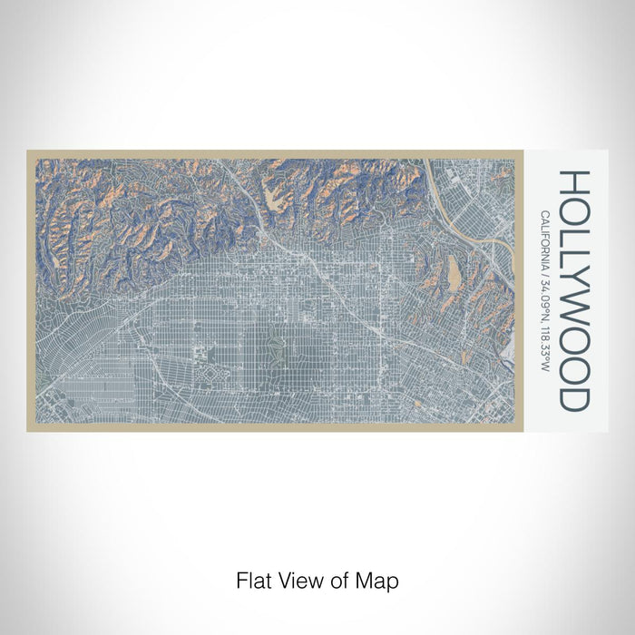 Rendered View of Hollywood California Map on 17oz Stainless Steel Insulated Bottle with printed afternoon style map