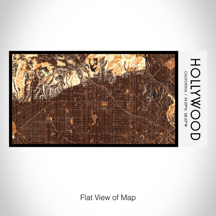 Rendered View of Hollywood California Map on 17oz Stainless Steel Insulated Bottle with printed ember style map