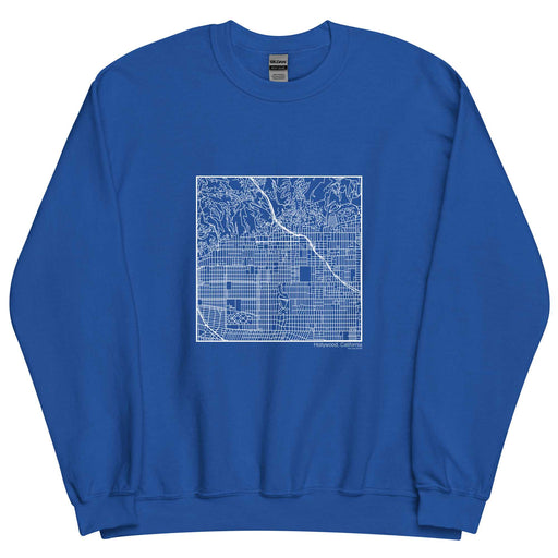 Hollywood California  Map Unisex Crewneck Sweater with City inscription in Royal Blue
