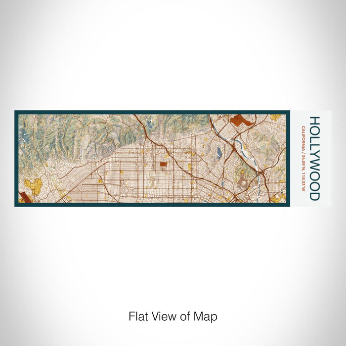 Rendered View of Hollywood California Map on 10oz Stainless Steel Insulated Cup in Woodblock with Sliding Lid