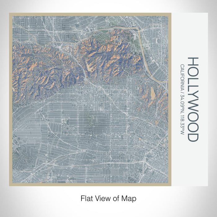 Rendered View of Hollywood California Map on 17oz Stainless Steel Insulated Tumbler in Afternoon Map Style