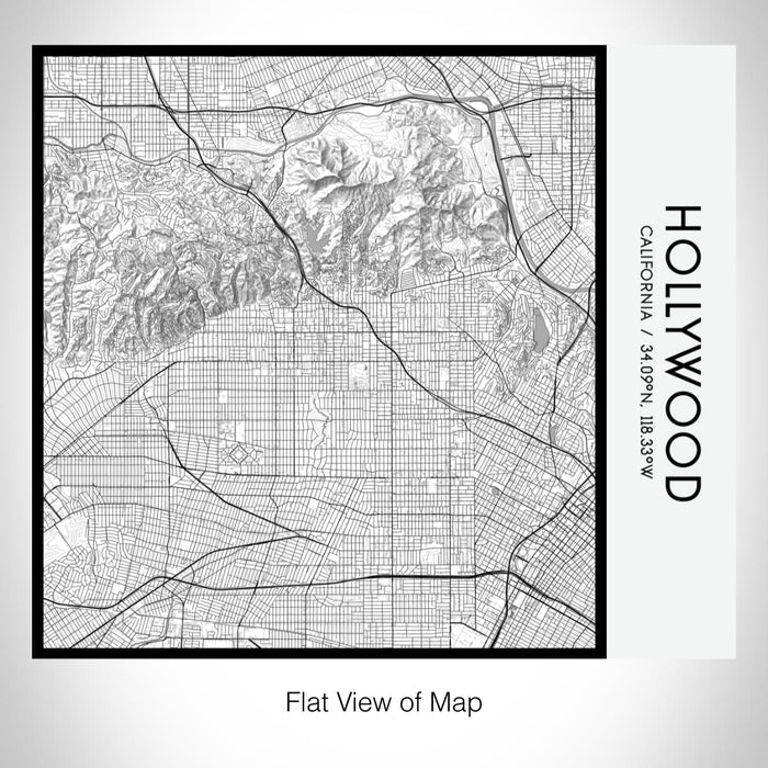 Rendered View of Hollywood California Map on 17oz Stainless Steel Insulated Tumbler in Classic Map Style