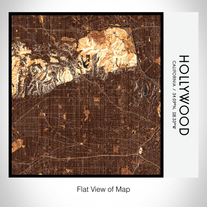 Rendered View of Hollywood California Map on 17oz Stainless Steel Insulated Tumbler in Ember Map Style