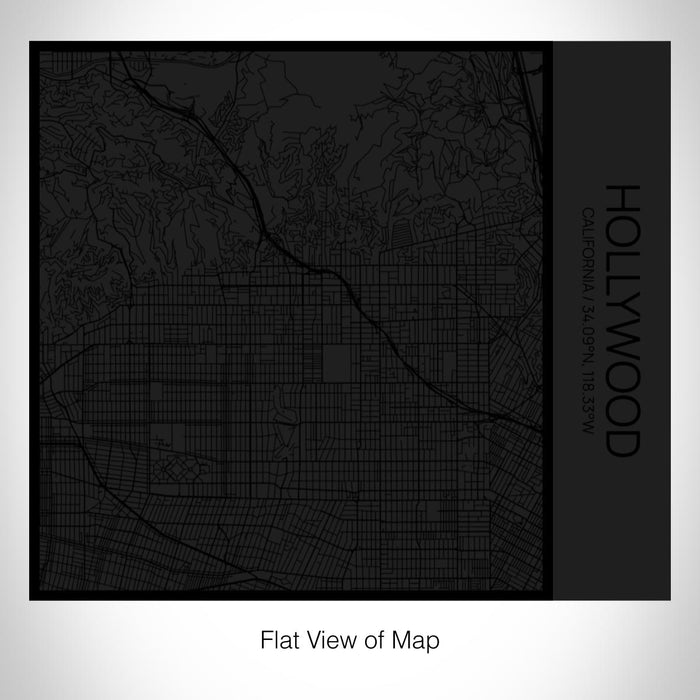 Rendered View of Hollywood California Map on 17oz Stainless Steel Insulated Tumbler in Matte Black with Tactile Lines