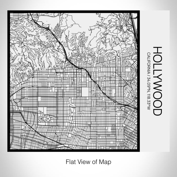 Rendered View of Hollywood California Map on 17oz Stainless Steel Insulated Tumbler in Matte White with Tactile Lines