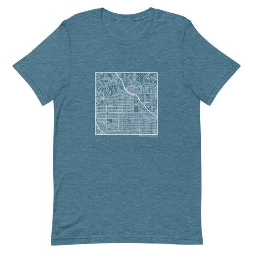 Hollywood California  Map Unisex T-Shirt with City inscription in Heather Teal