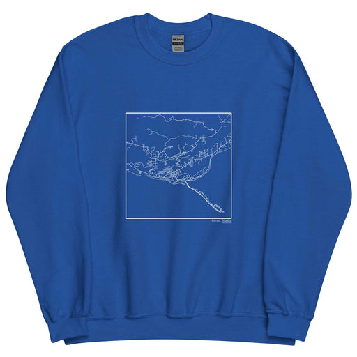 Homer Alaska  Map Unisex Crewneck Sweater with City inscription in Royal Blue