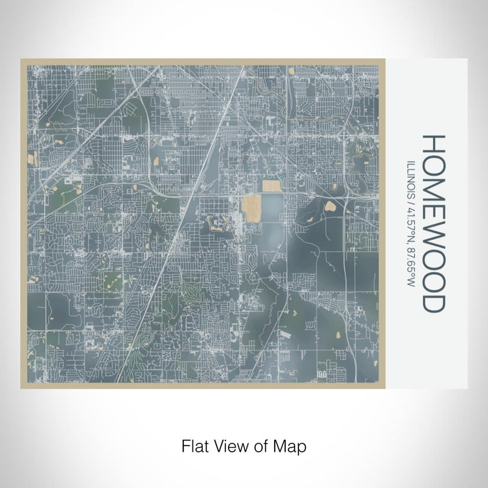 Rendered View of Homewood Illinois Map on 20oz Stainless Steel Insulated Bottle with Bamboo Top with printed afternoon style map