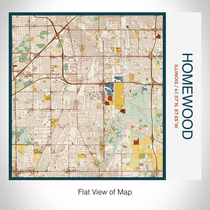 Rendered View of Homewood Illinois Map on 17oz Stainless Steel Insulated Tumbler in Woodblock Map Style