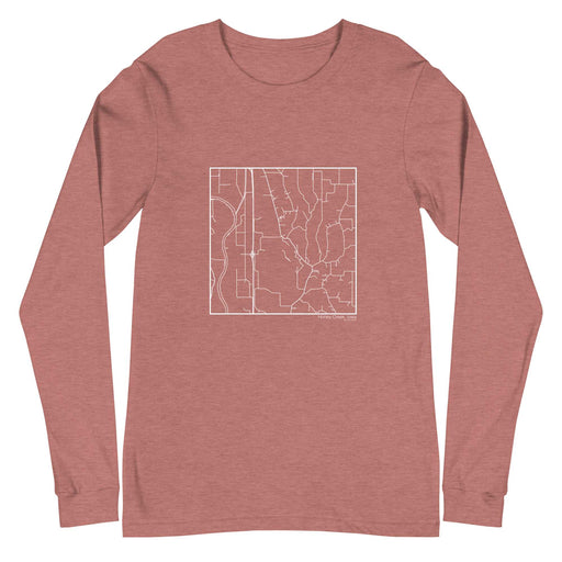 Honey Creek Iowa  Map Unisex Long-Sleeve T-shirt with City inscription in Heather Mauve