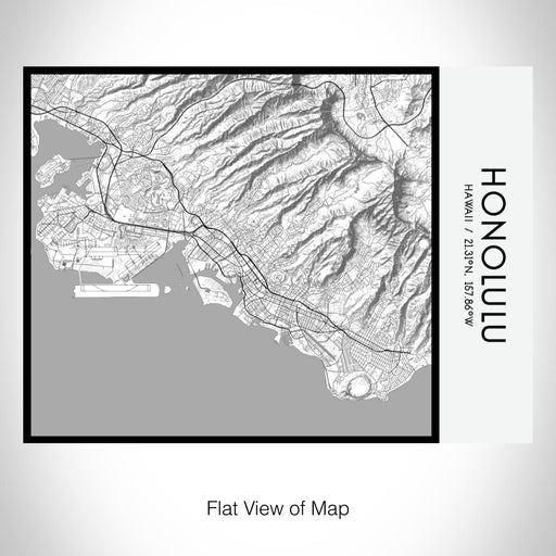 Rendered View of Honolulu Hawaii Map on 20oz Stainless Steel Insulated Bottle with Bamboo Top with printed classic style map