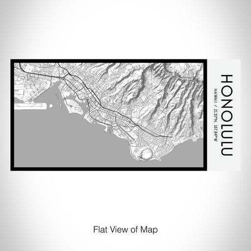 Rendered View of Honolulu Hawaii Map on 17oz Stainless Steel Insulated Bottle with printed classic style map